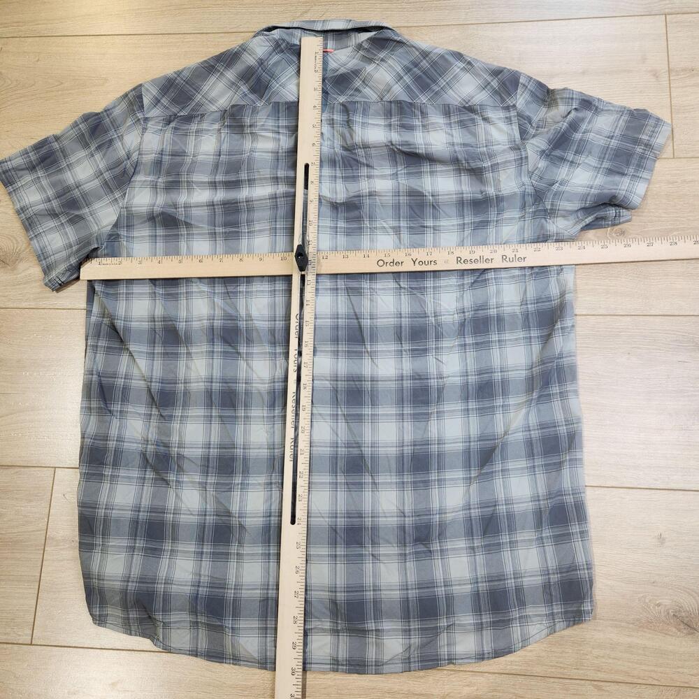 Mammut Shirt Mens XL Gray Plaid Short Sleeve Button Up Jackson Hole Resort - Picture 6 of 9
